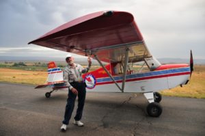 Don Coleman doing prechecks on Dakota Hawk on first flight after rebuild 1 July 2016