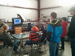 HAWK kids attending a typical Ground school- this one is on weather. They even attend when the Classroom has not warmed up. Courtesy Eddie Clements, Photographer